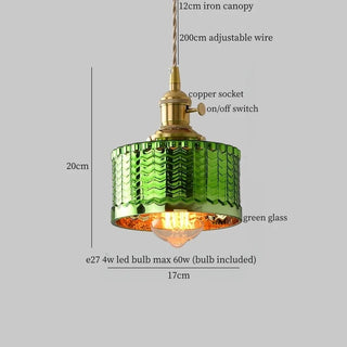 Celako™ Verdigraze Pendant Light | Green Glass Wabi Sabi