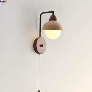 Celako™ Calizio Wall Light | Yellow Travertine Stone Glass Bedroom Lighting