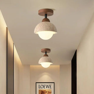 Celako™ Tiverta Ceiling Light | Yellow Travertine Glass Bedroom Lighting