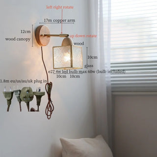 Celako™ Ondelle Wall Light | Glass Copper Bedroom Lighting
