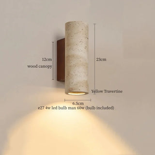Celako™ Lapidar Wall Light | Yellow Travertine Bedroom Lighting