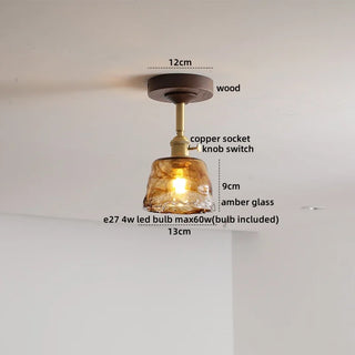 Celako™ Ambrae Ceiling Light | Amber Glass French Vintage