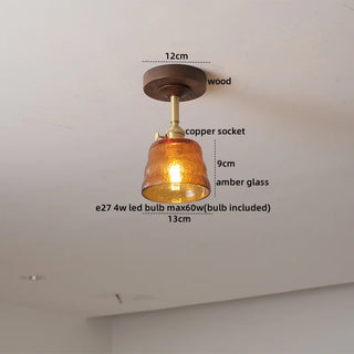 Celako™ Ambrae Ceiling Light | Amber Glass French Vintage