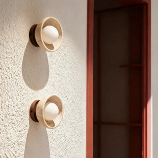 Celako™ Bagliore Wall Light | Yellow Travertine Wabi Sabi Living Room Lighting