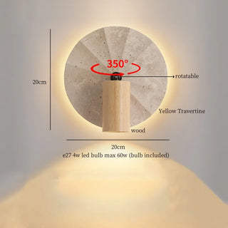 Celako™ Aurivine Wall Light | Yellow Travertine Bedroom Lighting