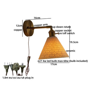 Celako™ Ceraco Wall Light | Copper Vintage Bedroom Lighting