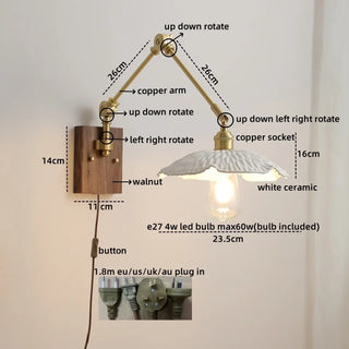 Celako™ Cerelux Wall Light | Ceramic Copper Bedroom Lighting