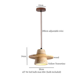 Celako™ Okerra Pendant Light | Yellow Travertine Bedroom Lighting