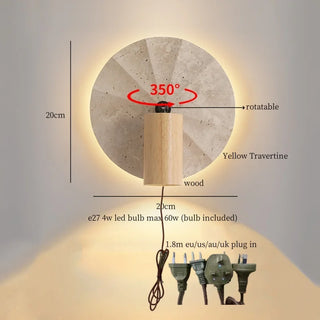 Celako™ Aurivine Wall Light | Yellow Travertine Bedroom Lighting