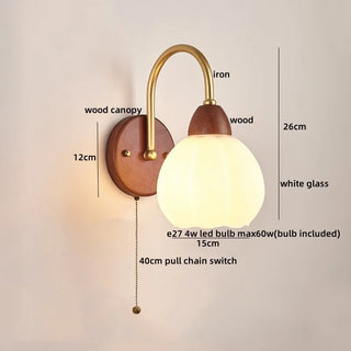 Celako™ Opaloak Wall Light | Wood Glass Modern Bedroom Lighting