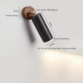 Celako™ Neroterra Wall Light | Black Travertine Bedroom Lighting