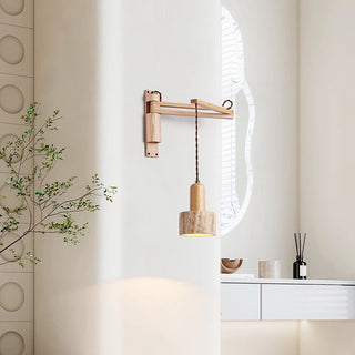 Celako™ Pietroso Wall Light | Wood Stone Contemporary Bedroom Lighting