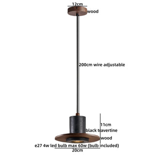 Celako™ Noctra Pendant Light | Black Travertine Wabi Sabi Bedroom Lighting
