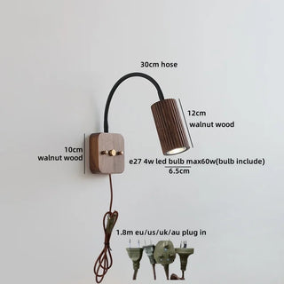 Celako™ Nocino Wall Light | Walnut Wood Bedside Lighting