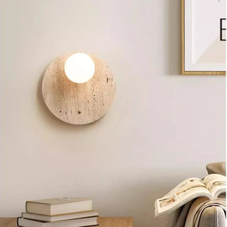 Celako™ Lumilapis Wall Light | Yellow Travertine Bedroom Lighting
