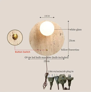 Celako™ Lumilapis Wall Light | Yellow Travertine Bedroom Lighting