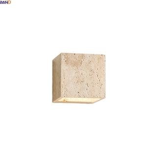 Celako™ Quadrum Wall Light | Yellow Travertine Bedroom Lighting
