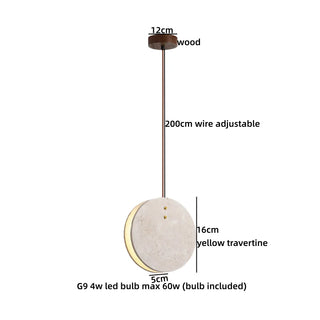 Celako™ Calvona Pendant Light | Yellow Travertine Wabi Sabi Bedroom Lighting