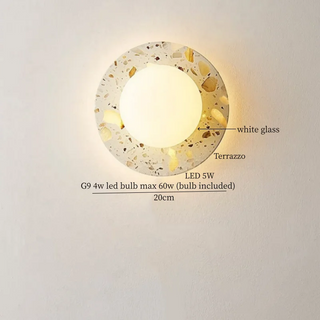 Celako™ Vetraso Wall Light | Terrazzo And Glass Bedroom Lighting