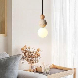 Suspension Auriolith Celako™ | Luminaire de chambre en travertin jaune