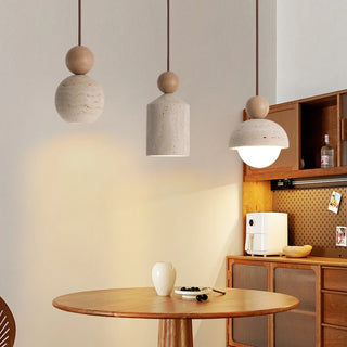 Celako™ Aurimar Pendant Light | Yellow Travertine Stone Bedroom Lighting