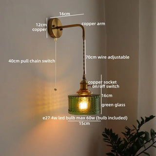 Celako™ Verdira Wall Light | Green Glass Japan Style