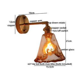 Celako™ Kiyoro Wall Light | Copper Glass Bedroom Lighting
