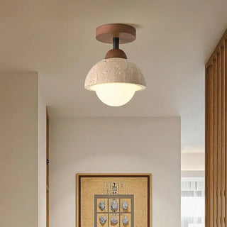 Celako™ Tiverta Ceiling Light | Yellow Travertine Glass Bedroom Lighting