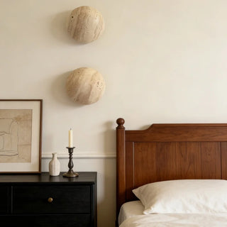 Celako™ Orolith Wall Light | Travertine Bedside Lighting