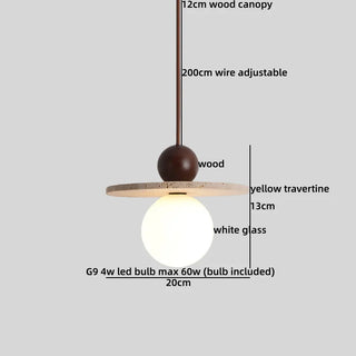 Celako™ Terravine Pendant Light | Yellow Travertine Glass Bedroom Lighting
