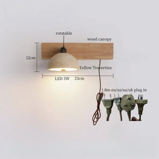 Celako™ Lithera Wall Light | Yellow Travertine Bedroom Lighting
