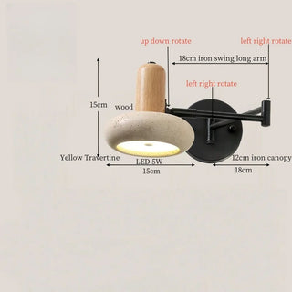 Applique murale Celako™ Terrevalo | Luminaire de salon en travertin jaune