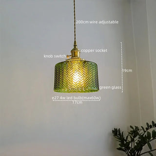 Celako™ Virena Pendant Light | Green Glass Bedroom Lighting