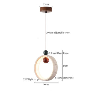 Celako™ Porosus Pendant Light | Stone Yellow Travertine Bedroom Lighting