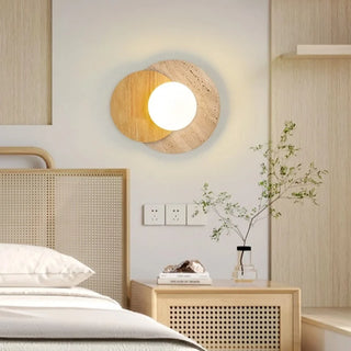 Applique murale Celako™ Luteora | Luminaire de salon en travertin jaune