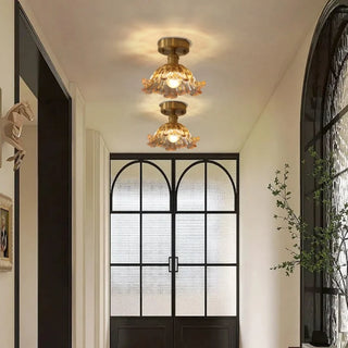 Celako™ Ambria Ceiling Light | Amber Glass Vintage American
