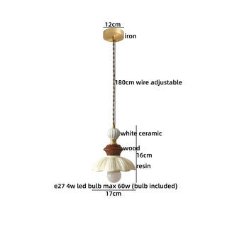 Celako™ Ivoria Pendant Light | White Ceramic Resin Vintage Bedroom Lighting