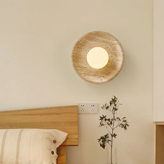 Applique murale Celako™ Lumavert | Éclairage de chambre en travertin jaune