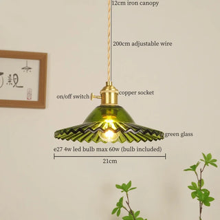 Celako™ Verdigraze Pendant Light | Green Glass Wabi Sabi