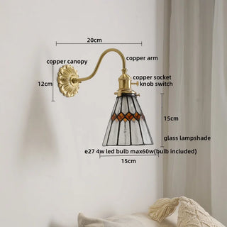 Celako™ Vitroma Wall Light | Copper Glass Bedroom Lighting