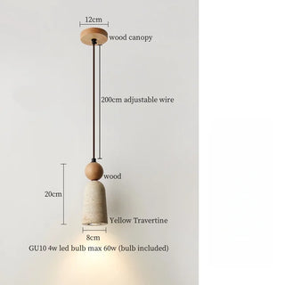 Suspension Auriolith Celako™ | Luminaire de chambre en travertin jaune