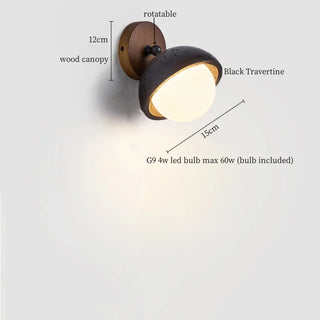 Celako™ Lithio Wall Light | Black Travertine Living Room Lighting