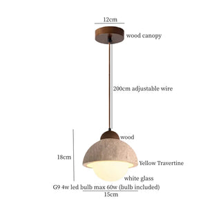 Celako™ Flavus Pendant Light | Yellow Travertine Bedroom Lighting