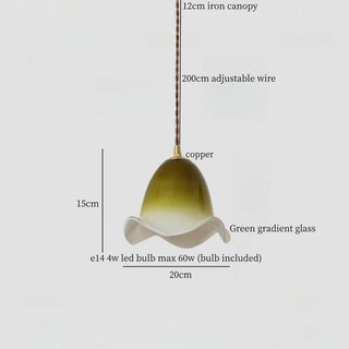 Celako™ Viridelle Pendant Light | Green Glass Bedroom Lighting