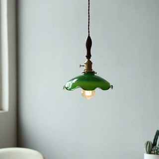Celako™ Sencha Pendant Light | Green Glass Vintage Japan
