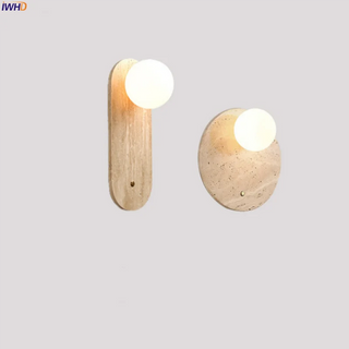 Celako™ Lumilapis Wall Light | Yellow Travertine Bedroom Lighting