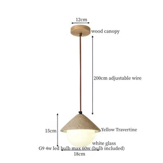 Celako™ Lustravine Pendant Light | Yellow Travertine Wabi Sabi Modern
