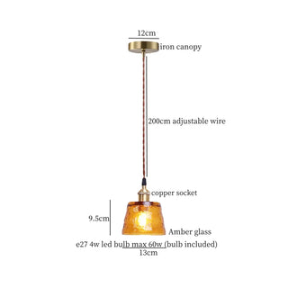 Celako™ Cupriano Pendant Light | Amber Glass Bedroom Lighting