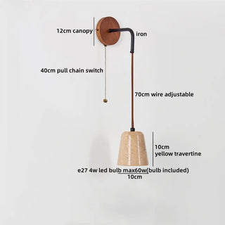 Celako™ Travara Wall Light | Travertine Bedside Lighting
