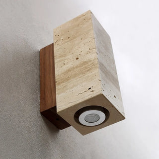 Applique murale Celako™ Sabiterra | Luminaire de salon en pierre de travertin jaune